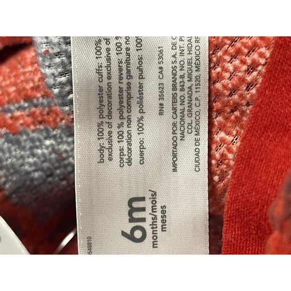 Carters Baby Sherpa Fleece Hooded Plaid Bunting With Ears Size 6M Red/Blue - Picture 5 of 6